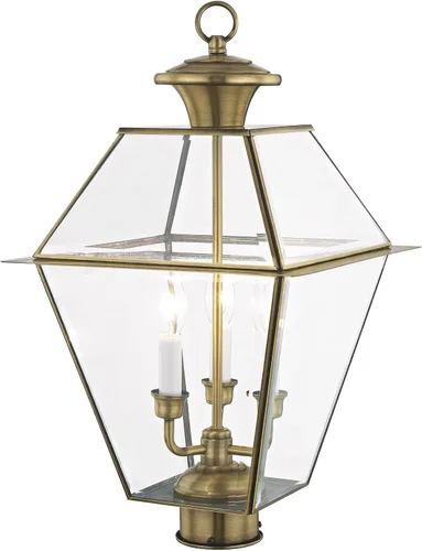 Miniatura 5 de Livex Lighting 2384-91 - Farol transitorio de tres luces post-top de Westover Collection en Pwt, Nckl, B/S, Slvr. acabado, 12.00 pulgadas
