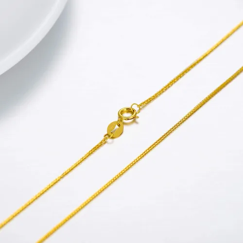 Miniatura 4 de Collar de cadena de oro macizo de 18 quilates para mujer, cuerda de corte de diamante de 0.059in, collar de doble cadena, joyería para niñas, mamá