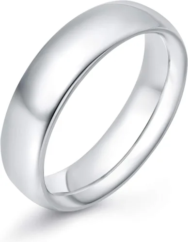 KAZITSAN Anillos de acero inoxidable de 0.079in, 0.157in, 0.236in, para mujeres y hombres, cúpula lisa de alto pulido, plataorooro rosa, anillo de