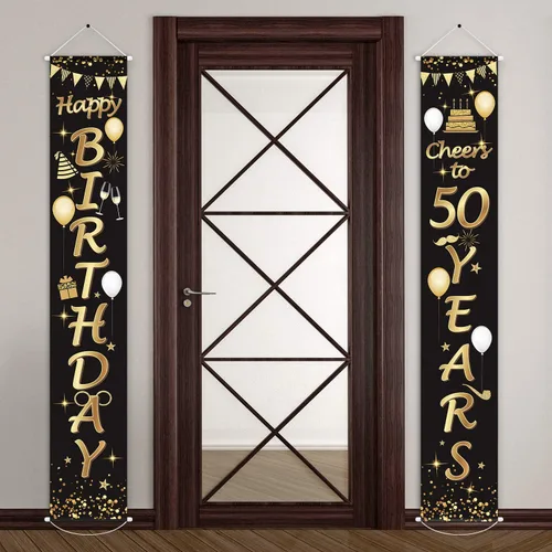 Blulu 2 piezas de carteles decorativos de cumpleaños 50 para hombres y mujeres, suministros de decoración de fiesta de cumpleaños de 50 años de
