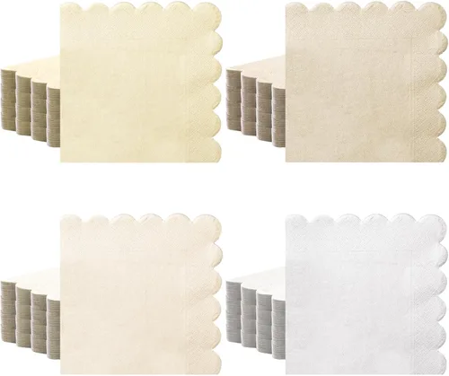 Miniatura 19 de Zhanmai 100 paquetes de servilletas de cóctel 5 x 5 pulgadas, servilletas con bordes festoneados, papel de color degradado para bebidas con bordes
