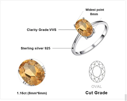 Miniatura 2 de JewelryPalace Anillos de compromiso solitarios de plata de ley 925 chapados en oro de 14 quilates con piedra natal de topacio azul citrino y piedras