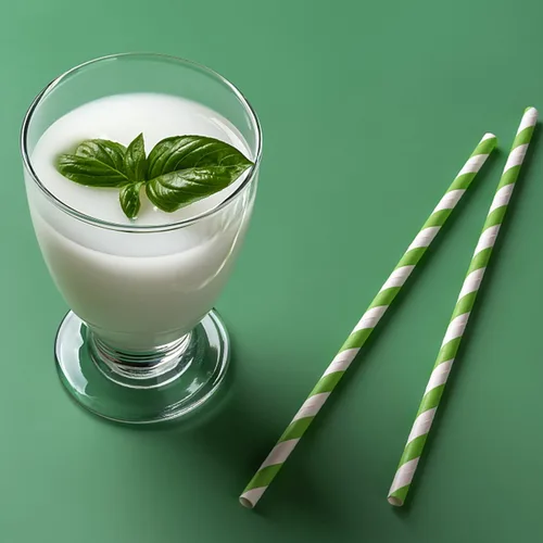 Miniatura 6 de PakTalk Paquete de 100 pajitas de papel biodegradables, pajitas verdes a rayas a granel para cócteles, batidos, fiestas (0.24 x 7.75 pulgadas, verde)