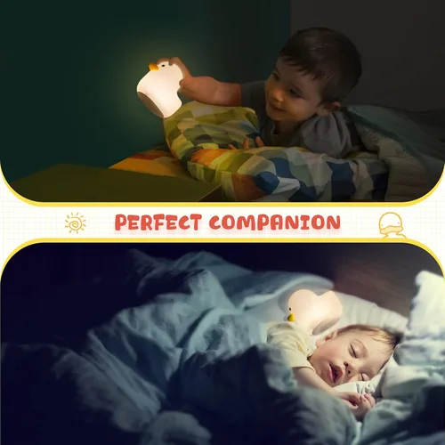 Miniatura 6 de UNEEDE Luz Nocturna LED Benson, Linda Luz Nocturna de Animal Pato de Silicona para Guardería Lámpara de Mesa Recargable Lámpara de Mesita de Noche