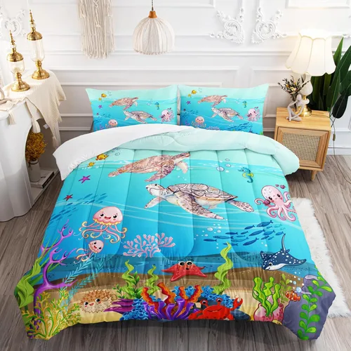 Miniatura 10 de Juego de edredón de mariposa tamaño individual para niñas, niños y adultos, juego de ropa de cama con patrón de flores de lavanda, juego de cama