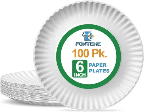 Miniatura 7 de Platos de papel desechables de 6 pulgadas, 1000 unidades, platos de papel a granel para microondas blancos y sin recubrimiento, perfectos
