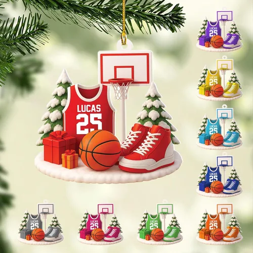 Miniatura 12 de Adorno Personalizado de Baloncesto 2025 - Adorno de Jugador de Baloncesto - Adornos de Árbol de Navidad de Baloncesto - Regalos de Jugador de Bkb 5