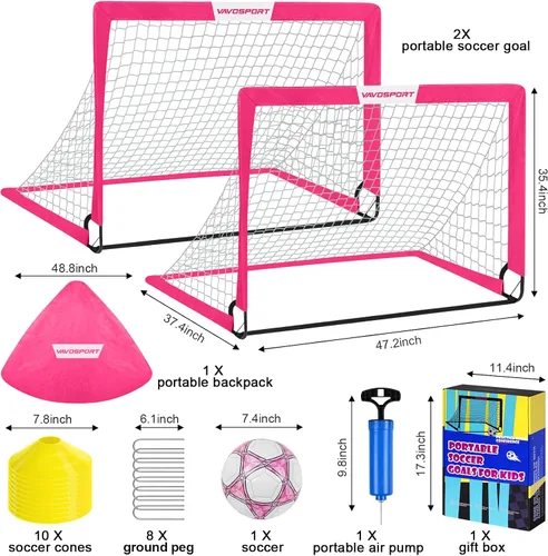 Miniatura 2 de Juego de porterías de fútbol para niños para patio trasero – 2 de 4 x 3 pies, equipo portátil de entrenamiento de portería de fútbol, red de fútbol