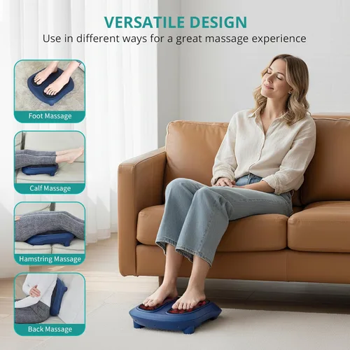 Miniatura 5 de Nekteck Masajeador de pies con calor, masajeador de pies Shiatsu para neuropatía, fascitis plantar, máquina eléctrica de masaje de pies con Azul