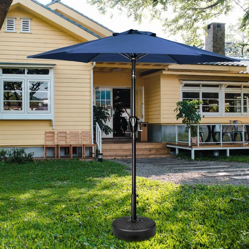Miniatura 7 de HealSmart Sombrilla de patio de 7.5 pies con botón de inclinación/manivela, sombrilla de mesa al aire libre, 6 varillas resistentes para jardín