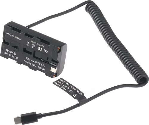 Miniatura 7 de FocusFoto Cable adaptador de batería ficticia USB-C a NP-F550 para Sony NP-F970 NP-F570 NP-F750 NP-F770 F960 F530 F330 para alimentar la cámara