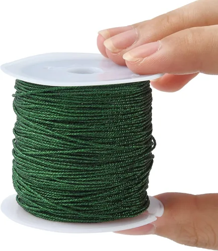 Miniatura 3 de LiQunSweet Cuerda metálica de oropel de 27 yardas de 0.031 in/12 capas, hilo metálico para adornar el paquete de regalo, color verde oscuro