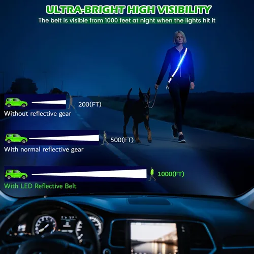 Miniatura 2 de Cinturón reflectante LED, luz LED recargable, equipo de seguridad nocturna para caminar, equipo reflectante ajustable de alta visibilidad