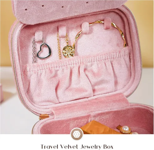 Miniatura 3 de ProCase Joyeros de terciopelo de felpa organizador compacto de joyas de viaje caja de joyería pequeña para mujer estuche de almacenamiento portátil
