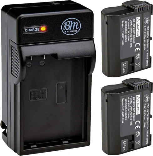 BM Premium Paquete de 2 baterías EN-EL15C de alta capacidad y cargador para Nikon Zf, ZR, Z5, Z5 II, Z6, Z6 II, Z6 III, Z7, Z7II, Z8, D500 D600 D750