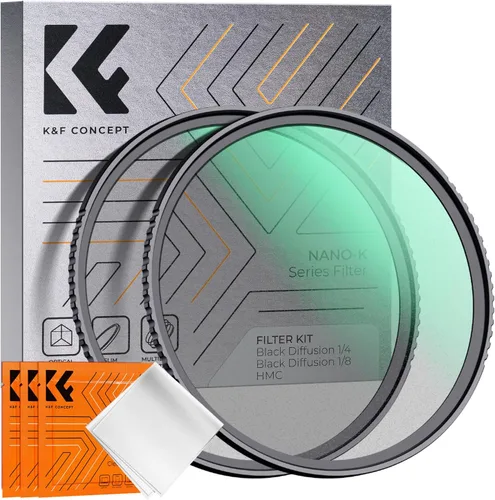 K&F Concept 67mm Kit de Filtros de Difusión Negro 1/4 y 1/8 Efecto Niebla Cinematográfica con Recubrimiento Multicapa para Lentes de Cámara - Serie K