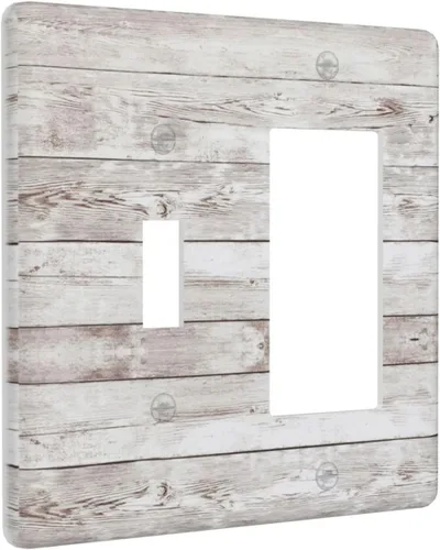 Miniatura 1039 de Placa Decorativa de Pared de Granja Rústica con Cuerno de Madera para Puerta de Granero 1 Banda Duplex Cubiertas de Toma Eléctrica Soltera