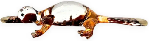 Miniatura 5 de WitnyStore Pequeña figura de ornitorrinco marrón dorado de 3¼ pulgadas, en miniatura, soplado a mano, vidrio pintado a mano, platypi, pico de agua