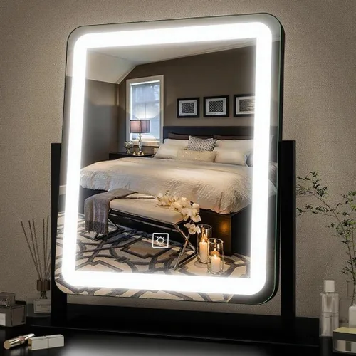 Miniatura 32 de FENNIO - Espejo de tocador con luces, espejo de maquillaje iluminado LED, pantalla táctil con 3 modos de iluminación, regulable, para mesa
