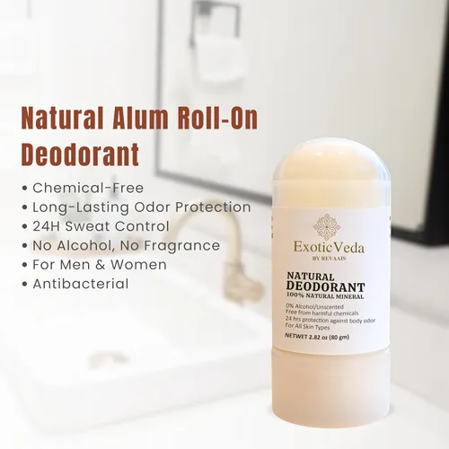 Miniatura 4 de Desodorante de cristal natural roll-on – Desodorante sin aluminio para pieles sensibles, hombres y mujeres, unisex, apto para bolsillo, sin