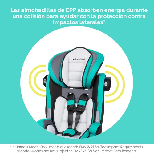 Miniatura 7 de Baby Trend Hybrid SI 3 en 1 Asiento elevador combinado para coche con protección contra impactos laterales, Hoboken Teal