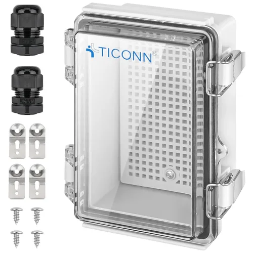 Miniatura 20 de TICONN - Caja de conexiones eléctricas impermeable IP67 con carcasa de plástico ABS con tapa con bisagras con placa de montaje, soportes de pared