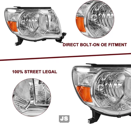 Miniatura 4 de JSBOYAT Conjunto de faros delanteros de recambio para camioneta Toyota Tacoma 2005-2011, bombillas incluidas (carcasa negra con reflector ámbar)