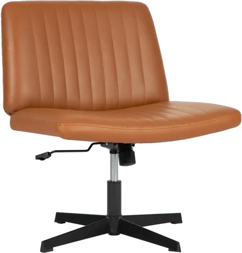 Miniatura 9 de Silla cruzada sin brazos, silla de oficina con patas cruzadas, cómoda silla de tocador con respaldo, silla de escritorio giratoria ancha ajustable