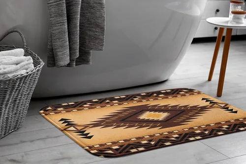 Miniatura 7 de Britimes Alfombra de baño para baño, alfombra de baño occidental antideslizante, cubierta decorativa del suroeste lavable, alfombra de piso de 16 x