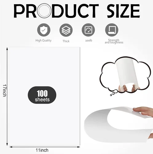 Miniatura 2 de Eaasty 100 hojas de papel de cartulina de 11 x 17 pulgadas, papel blanco pesado para impresora, hojas grandes, cubierta gruesa para impresoras