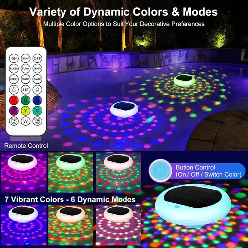 Miniatura 2 de TEPENAR Luces flotantes solares y recargables 2 en 1: luces de piscina de 6.7 "que flotan 6 modos dinámicos con control remoto IP68 impermeable