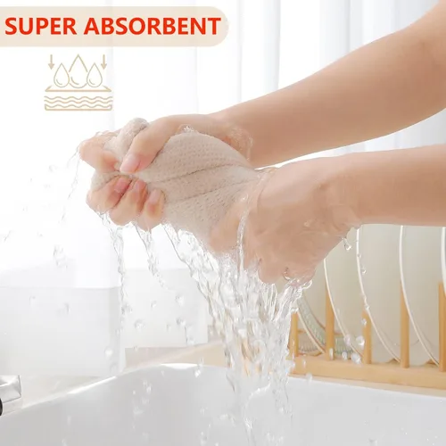 Miniatura 351 de Homaxy Trapos de cocina de 100% algodón, tejido de punto gofre, ultrasuaves, absorbentes y de secado rápido, 12 x 12 pulgadas, paquete de 6, blanco