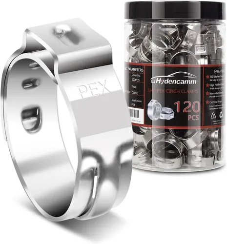 Miniatura 6 de Paquete de 60 anillos de crimpado PEX de 3/4 pulgadas, abrazaderas Pex de acero inoxidable 304 premium, anillos de abrazadera Pex Cinch con estuche