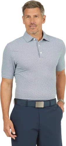 Miniatura 2 de IBKUL Polo de manga corta para hombre con protección solar UPF 50+ Icefil Cooling Circle Grid Print 94150 (ajuste moderno)