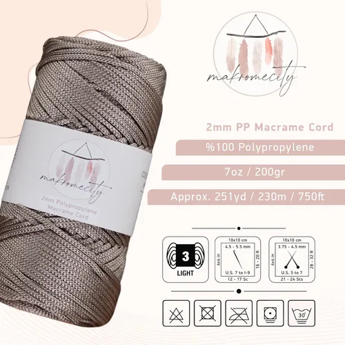 Miniatura 2 de Makromecity, Cordón de macramé de poliéster de 0.079 in x 250 yardas (750 pies) de 0.079 in de polipropileno para macramé, arte y manualidades