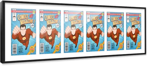 Miniatura 82 de Poster Palooza Marco de cómic con paspartú para 1 cómic de la Edad de Bronce publicado entre 1970 y 1985, marco de cómic negro para cómic de 7.25 x