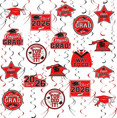 Miniatura 8 de 31 decoraciones de graduación para clase de 2026, remolino colgante de graduación, felicitaciones y decoraciones de fiesta de graduación