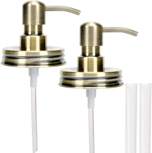 Tapa dispensadora de jabón y bomba de repuesto de acero inoxidable cepillado, a prueba de óxido, a prueba de fugas para tapa de tamaño de boca Bronce