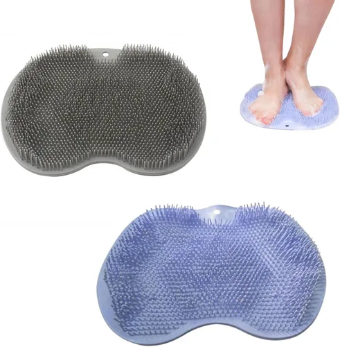 Miniatura 8 de YVPSI Limpiador de pies y espalda para ducha, almohadilla de masaje montada en la pared, cepillo de masaje de baño de silicona con ventosas para Azul