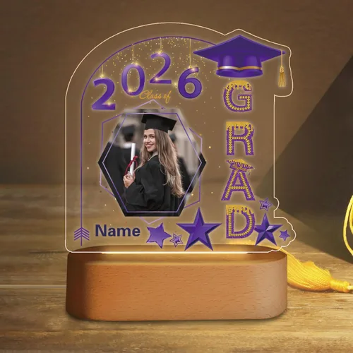 Miniatura 10 de Regalos de graduación personalizados luz nocturna con nombre de foto, lámpara LED de graduación personalizada 2026 para mujeres y hombres, regalos