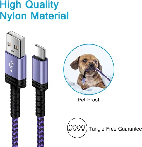 Miniatura 5 de Cable de carga rápida Samsung de 10 pies para Google Pixel 10/10 Pro/10 Pro XL/9a/9 Pro XL Fold/7a/6a/8Pro/8/8a/5/4, Samsung Galaxy S25, cable USB
