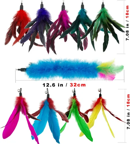 Miniatura 2 de CATENESS Recambios de juguetes de plumas para gatos, 10 piezas de repuesto para gatos