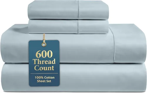 Miniatura 12 de LANE LINEN Juego de sábanas tamaño King – Sábanas de 600 hilos 100% algodón de fibra larga, naturalmente frescas y duraderas para el uso diario, 01