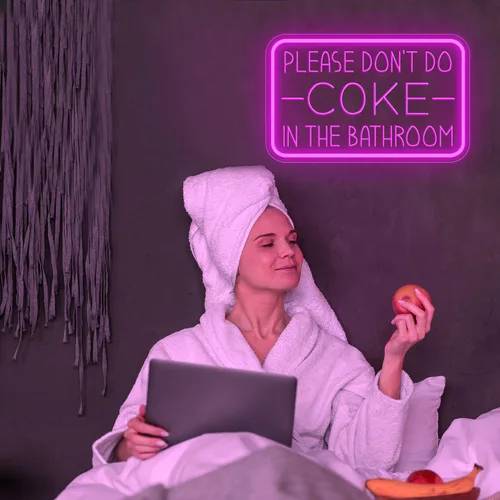 Miniatura 3 de Por favor, no hagas cocaína en el baño, letrero de neón para decoración de pared, luz de neón LED alimentada por USB con brillo ajustable, letrero