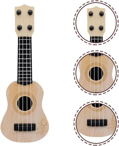 Miniatura 8 de Toddmomy Juguete de ukelele para niños, 9.84 pulgadas, mini instrumento musical de plástico de 4 cuerdas, juguete educativo para niños pequeños
