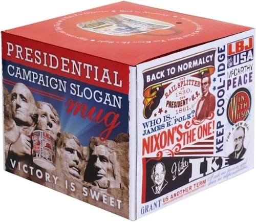 Miniatura 2 de Taza de café con eslogan presidencial, de "Tippecanoe and Tyler Too" a "Yes We Can", viene en una divertida caja de regalo, 12 onzas