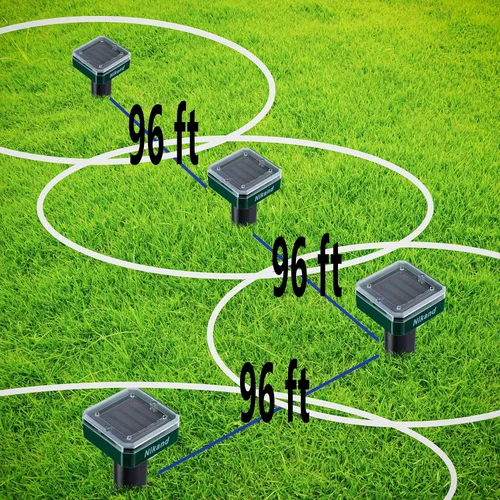 Miniatura 5 de Paquete de 2 estacas repelentes de topos – Repelente ultrasónico alimentado por energía solar – Disuasorio sónico de topos y campañoles para césped