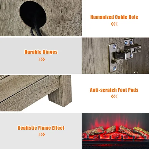Miniatura 8 de Tangkula Soporte eléctrico para TV con chimenea, para televisores de hasta 65 pulgadas, con chimenea sintética empotrada de 25 pulgadas y 1350 W, 3