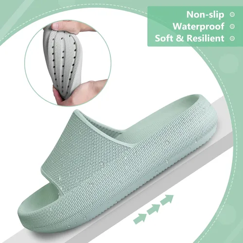 Miniatura 3 de FJPTREN Zapatos de nube para niños y niñas, sandalias acolchadas antideslizantes, zapatos de ducha ligeros, plataforma para niños, suela gruesa