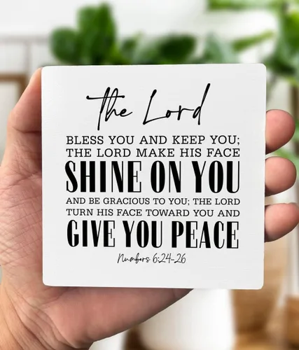 Miniatura 3 de Placa de Madera con Cita Cristiana - Números 6:24-26 - Que el Señor te Bendiga y te Mantenga, Soporte de Madera, Versículo de la Biblia como Regalo